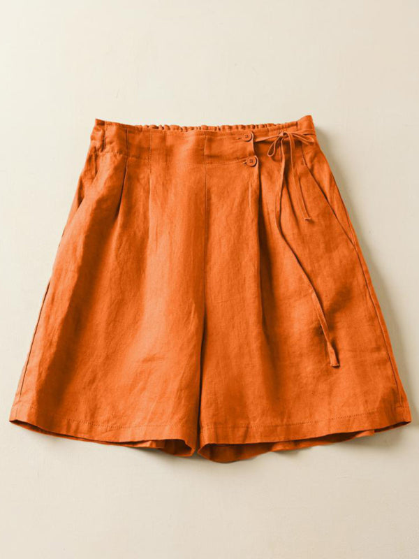 Women's Woven Cotton Linen Baggy Shorts - THE QUEEN RUNWAY