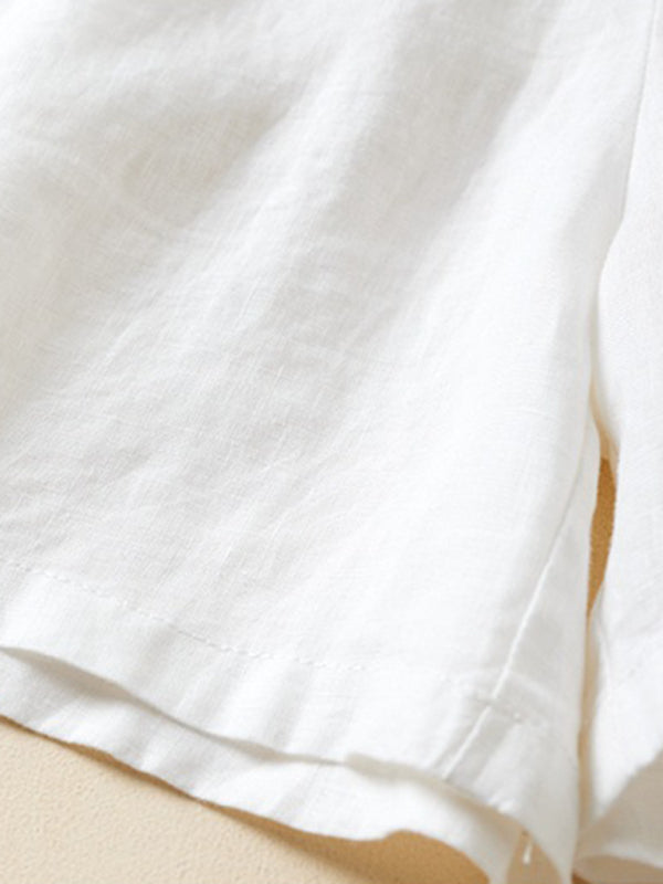 Women's Woven Cotton Linen Baggy Shorts - THE QUEEN RUNWAY