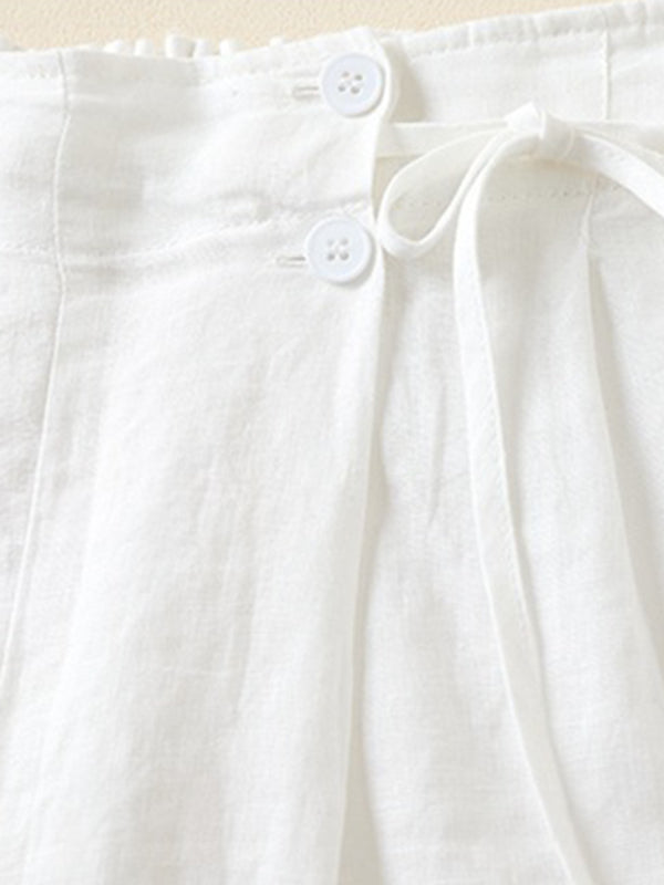 Women's Woven Cotton Linen Baggy Shorts - THE QUEEN RUNWAY