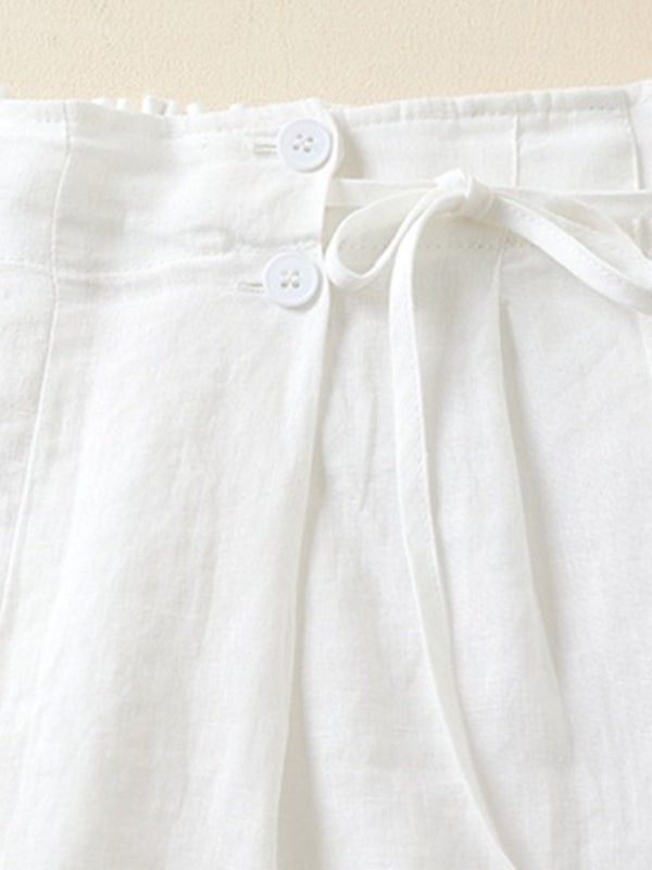 Women's Woven Cotton Linen Baggy Shorts - THE QUEEN RUNWAY