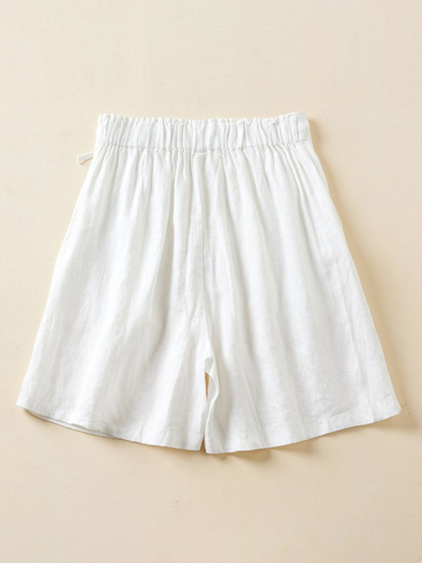 Women's Woven Cotton Linen Baggy Shorts - THE QUEEN RUNWAY