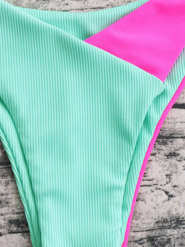 Women's Colorblock Binding Trim Bikini Swimsuit Set - THE QUEEN RUNWAY