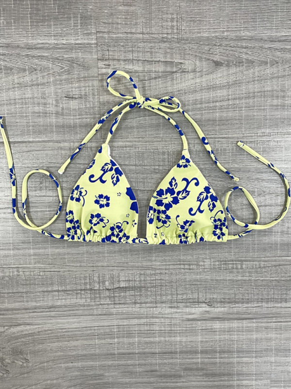 Women's Floral Print Triangle Bikini Top - THE QUEEN RUNWAY