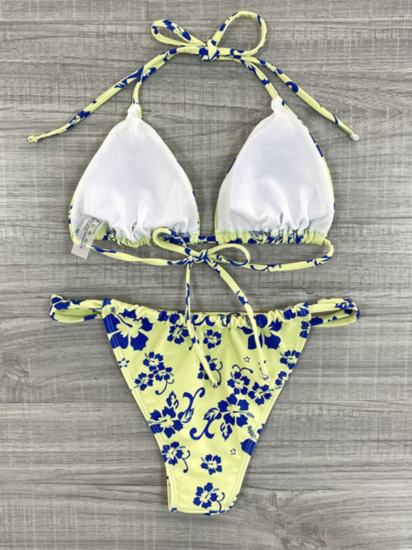 Women's Floral Print Triangle Bikini Top - THE QUEEN RUNWAY
