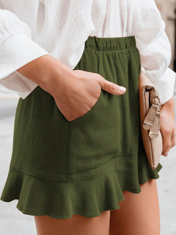 Women's Woven Casual High Waist Loose Straight Shorts - THE QUEEN RUNWAY