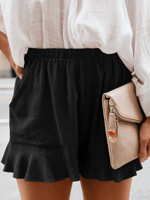 Women's Woven Casual High Waist Loose Straight Shorts - THE QUEEN RUNWAY