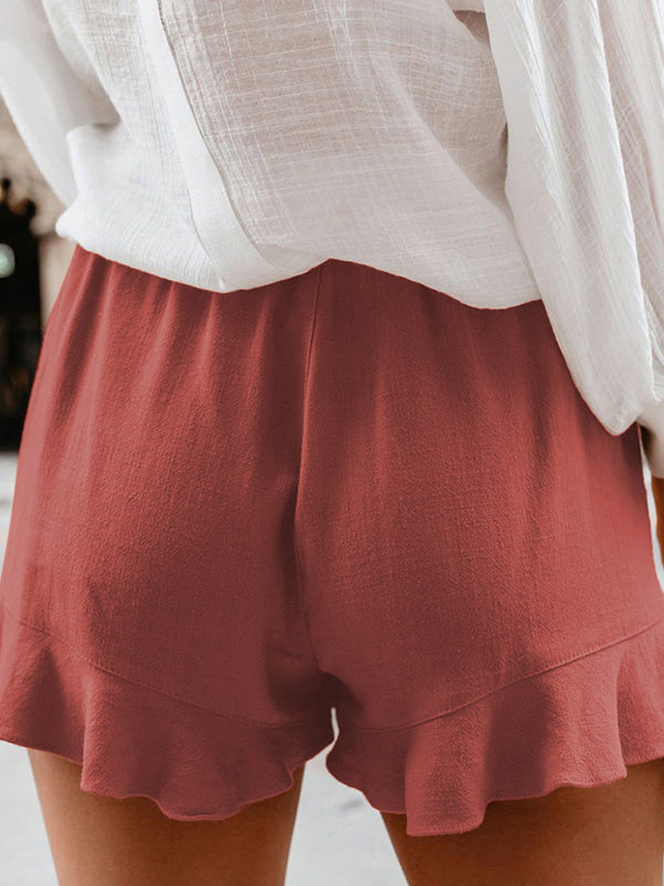 Women's Woven Casual High Waist Loose Straight Shorts - THE QUEEN RUNWAY