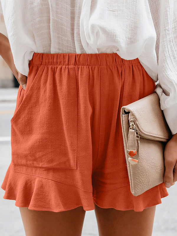 Women's Woven Casual High Waist Loose Straight Shorts - THE QUEEN RUNWAY