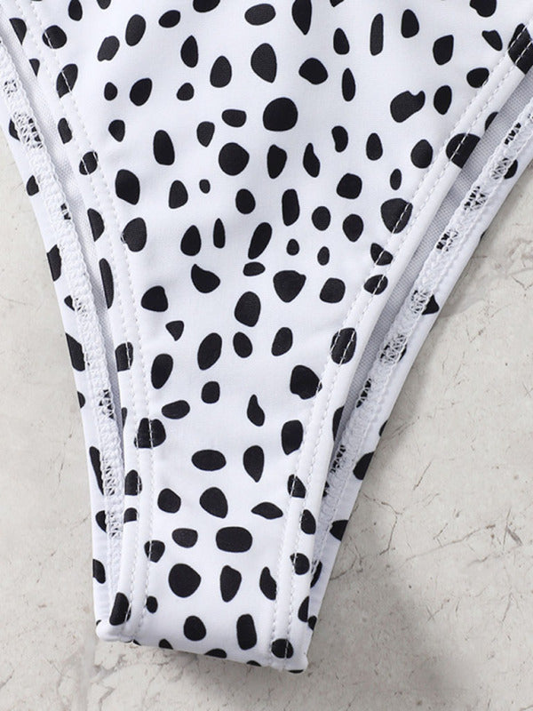 New swimwear long-sleeved mesh jacket ladies three-piece swimsuit leopard print sexy bikini - THE QUEEN RUNWAY