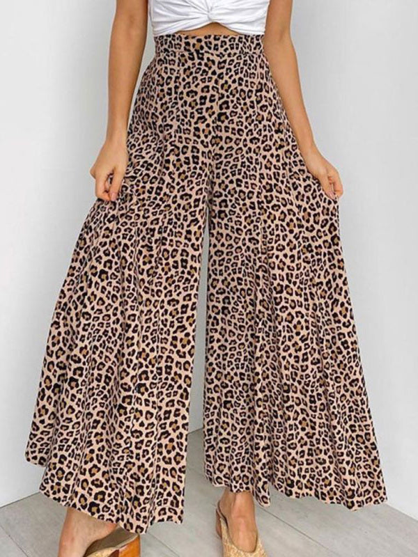 Women's casual fashion loose leopard print wide-leg pants - THE QUEEN RUNWAY