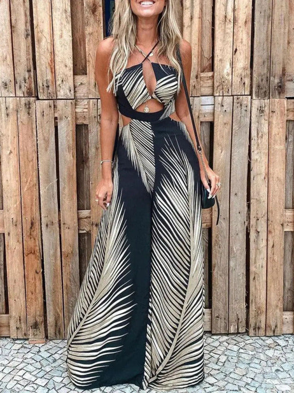 Women's Irregular Printed Sling Jumpsuit - THE QUEEN RUNWAY