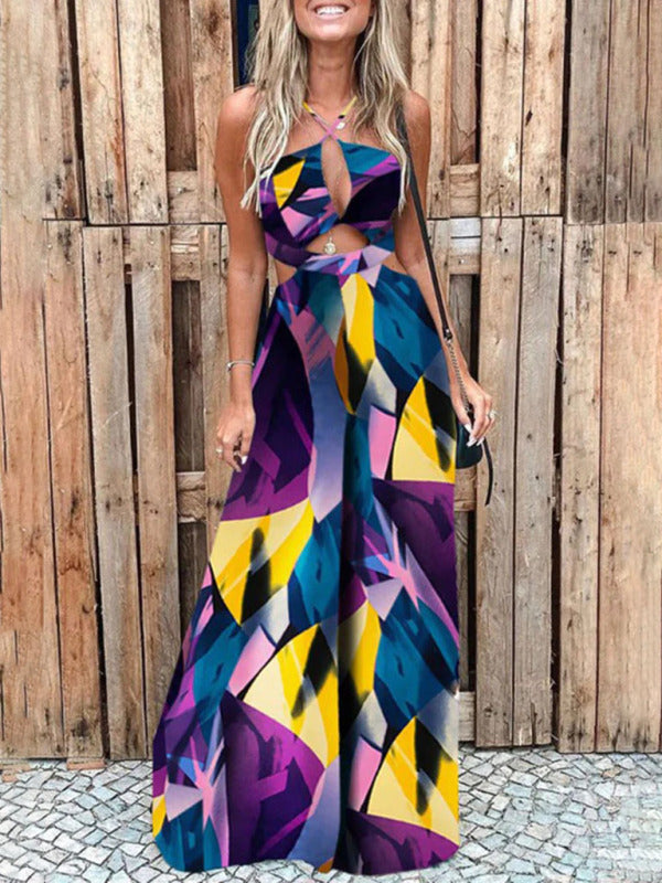Women's Irregular Printed Sling Jumpsuit - THE QUEEN RUNWAY