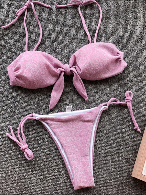 Sexy three-point purple bikini women's strappy push-up swimsuit - THE QUEEN RUNWAY