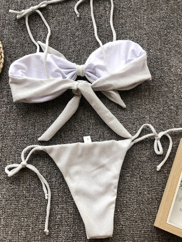 Sexy three-point purple bikini women's strappy push-up swimsuit - THE QUEEN RUNWAY