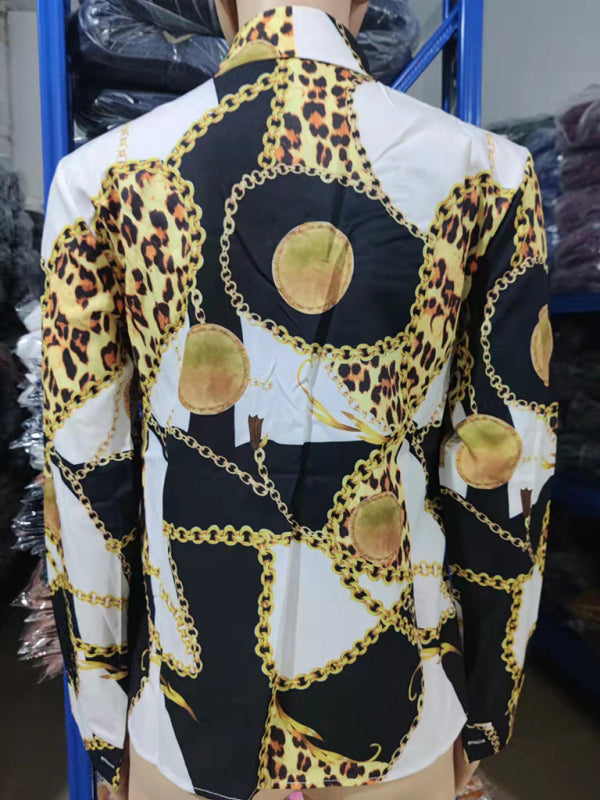 Women's Fashion Printed Long Sleeve Lapel Shirt - THE QUEEN RUNWAY