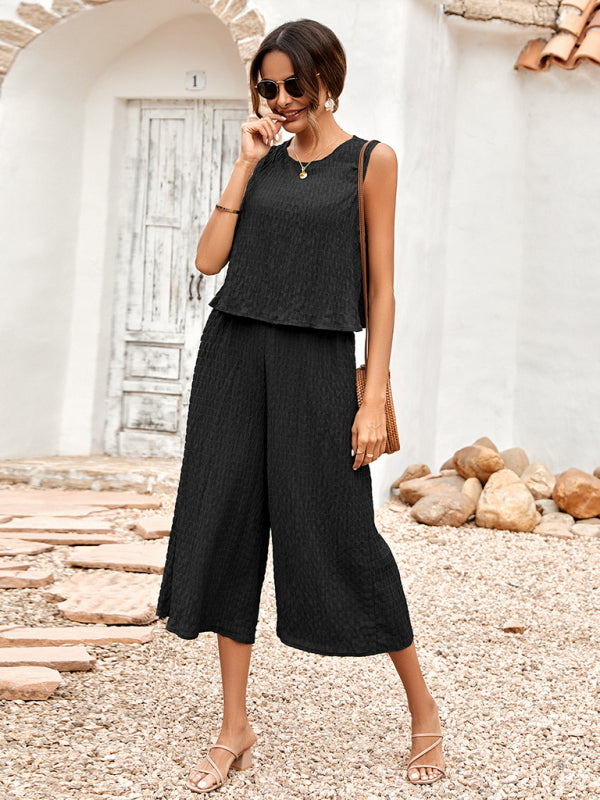 New Ladies Solid Color Casual Loose Sleeveless Ladies Jumpsuit - THE QUEEN RUNWAY