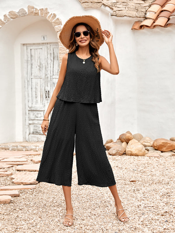 New Ladies Solid Color Casual Loose Sleeveless Ladies Jumpsuit - THE QUEEN RUNWAY