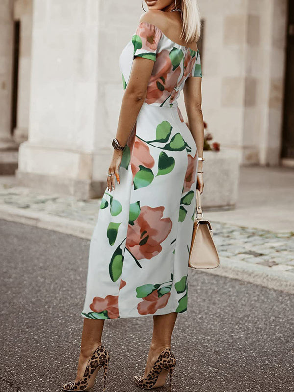 Women's printed one word collar tulip skirt midi skirt - THE QUEEN RUNWAY