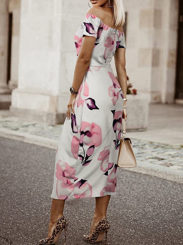 Women's printed one word collar tulip skirt midi skirt - THE QUEEN RUNWAY