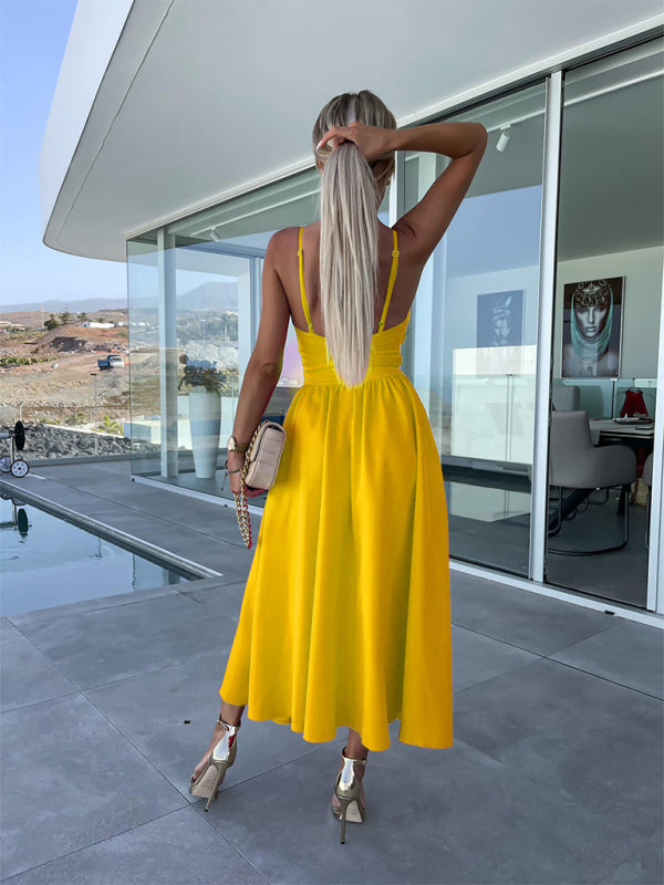 Women's Woven Sexy Suspender Fashion Ladies Dress Dress - THE QUEEN RUNWAY