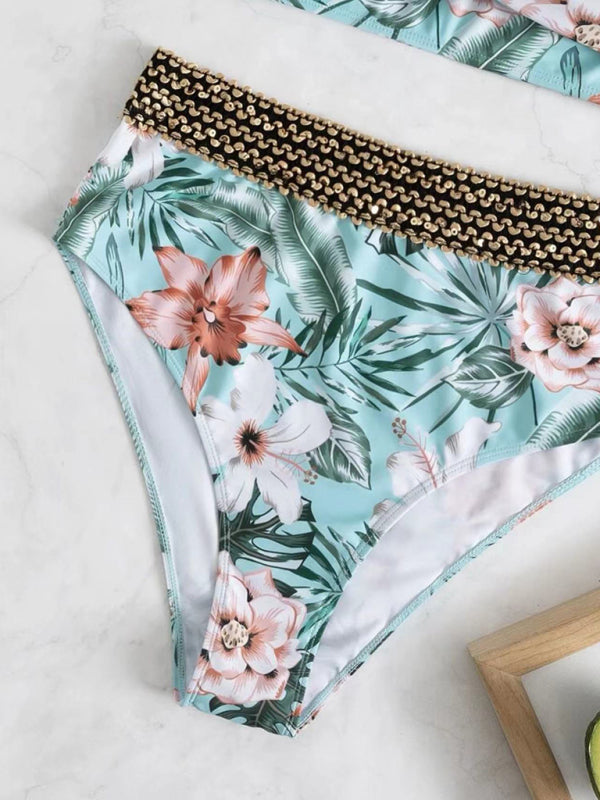 Women's Floral Cross Bikini Swimsuit - THE QUEEN RUNWAY