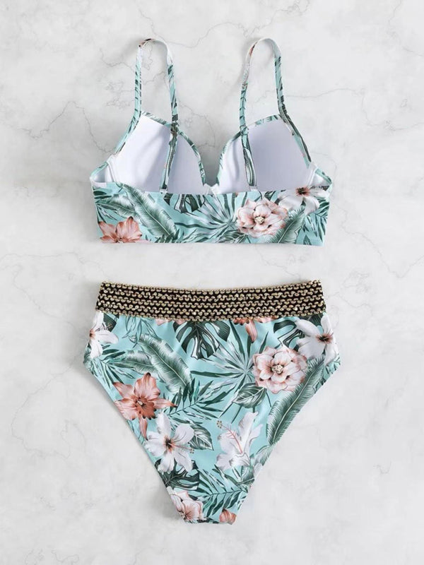 Women's Floral Cross Bikini Swimsuit - THE QUEEN RUNWAY
