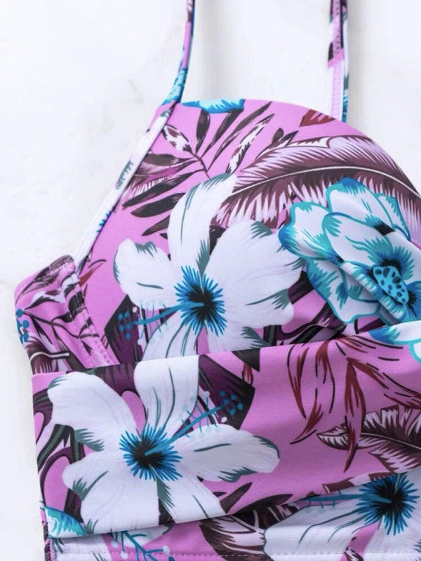 Women's Floral Cross Bikini Swimsuit - THE QUEEN RUNWAY