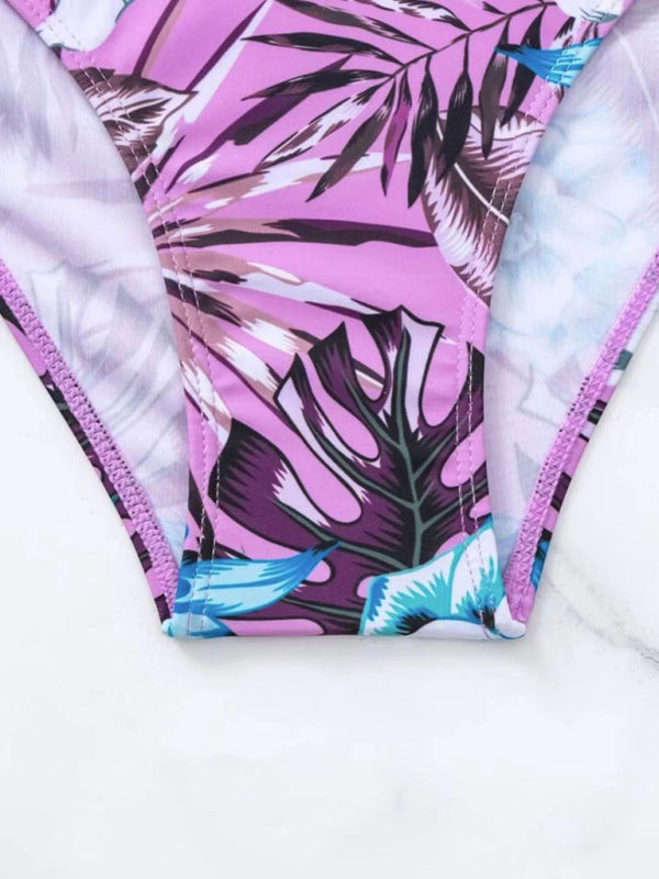 Women's Floral Cross Bikini Swimsuit - THE QUEEN RUNWAY