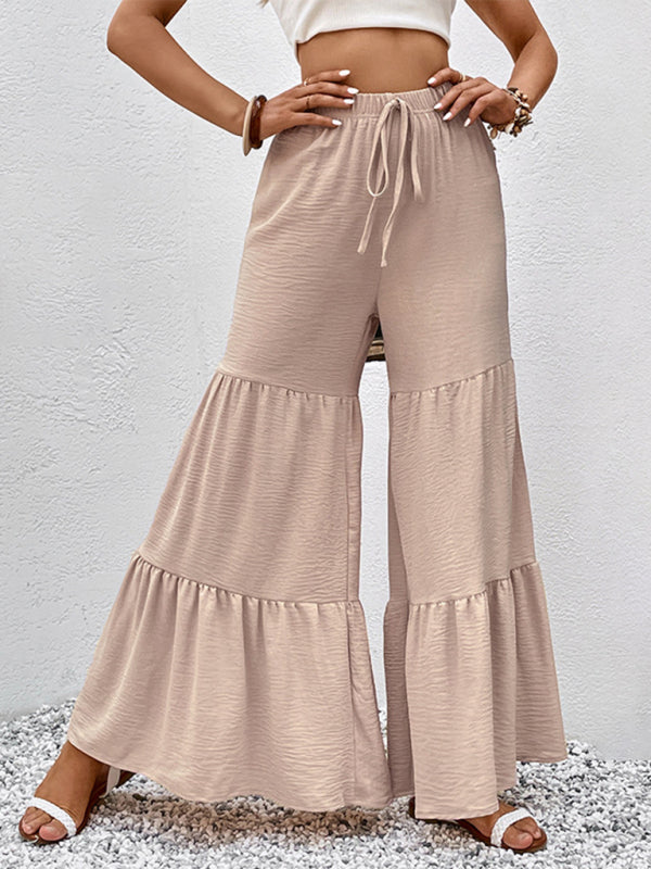 Summer New Casual Elastic Pants High Waist Stitching Flared Pants - THE QUEEN RUNWAY