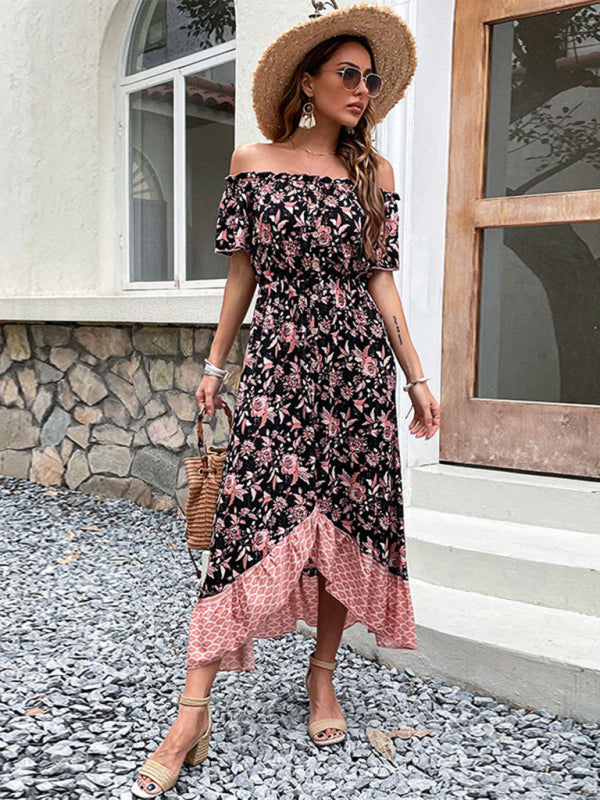 New style women's one-neck print dress temperament - THE QUEEN RUNWAY