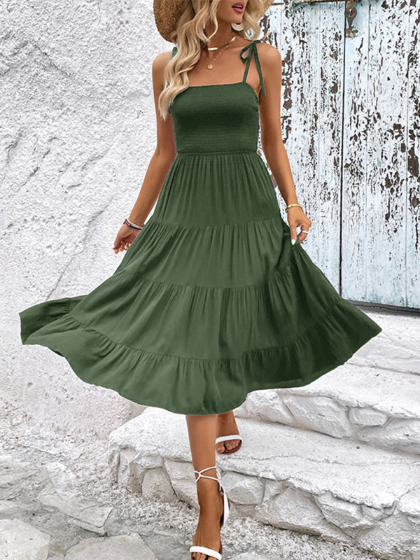 Women's Backless Solid Color Camisole Sexy Dress - THE QUEEN RUNWAY