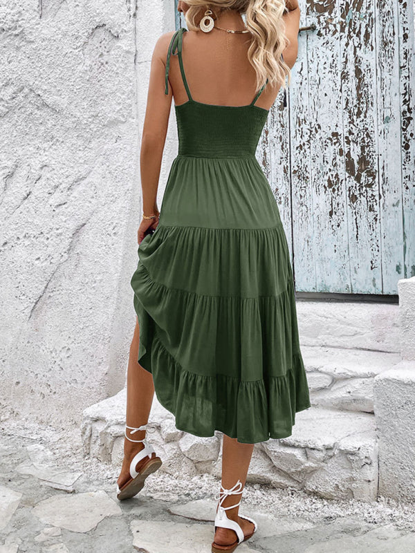 Women's Backless Solid Color Camisole Sexy Dress - THE QUEEN RUNWAY
