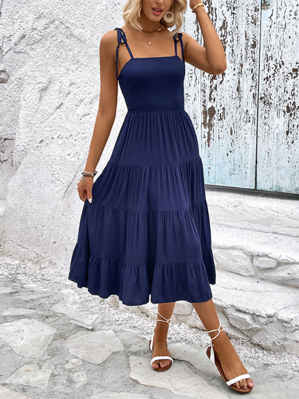 Women's Backless Solid Color Camisole Sexy Dress - THE QUEEN RUNWAY