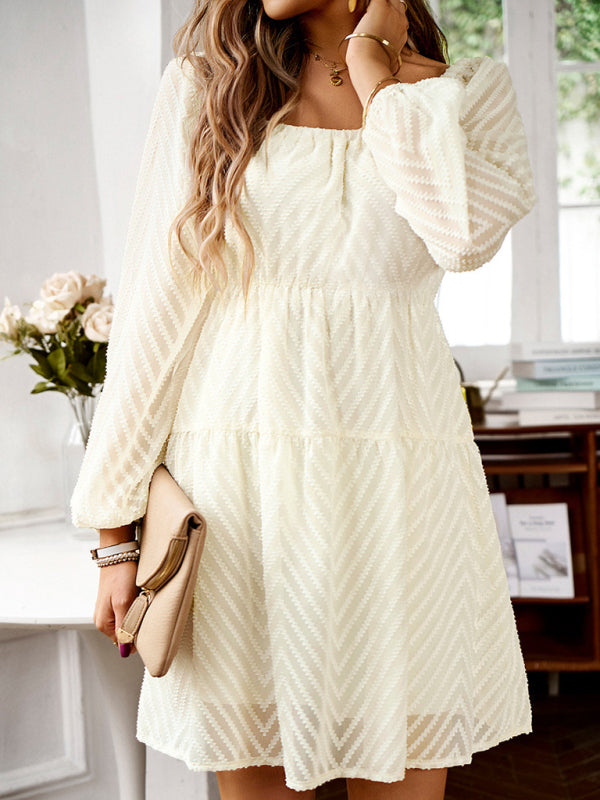 Temperament elegant long sleeve waist dress - THE QUEEN RUNWAY