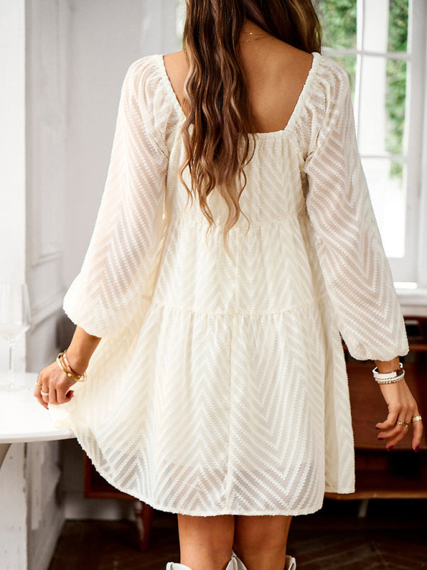 Temperament elegant long sleeve waist dress - THE QUEEN RUNWAY