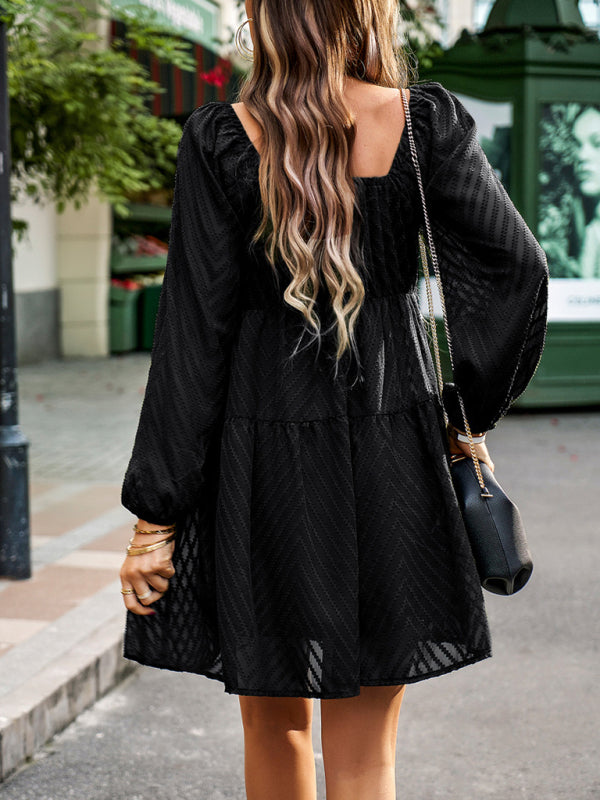 Temperament elegant long sleeve waist dress - THE QUEEN RUNWAY