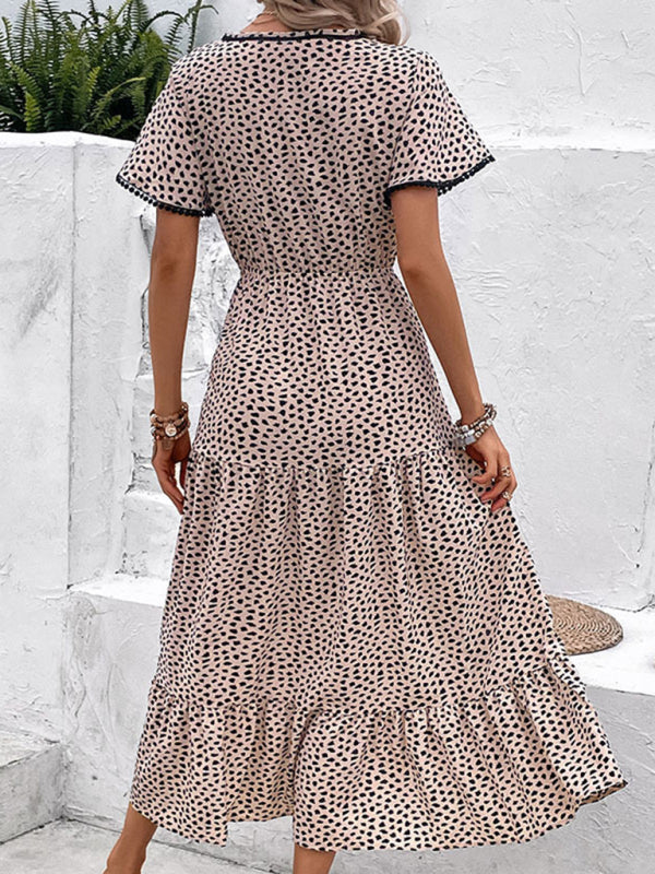 New fashion v-neck print skirt design sense dress - THE QUEEN RUNWAY