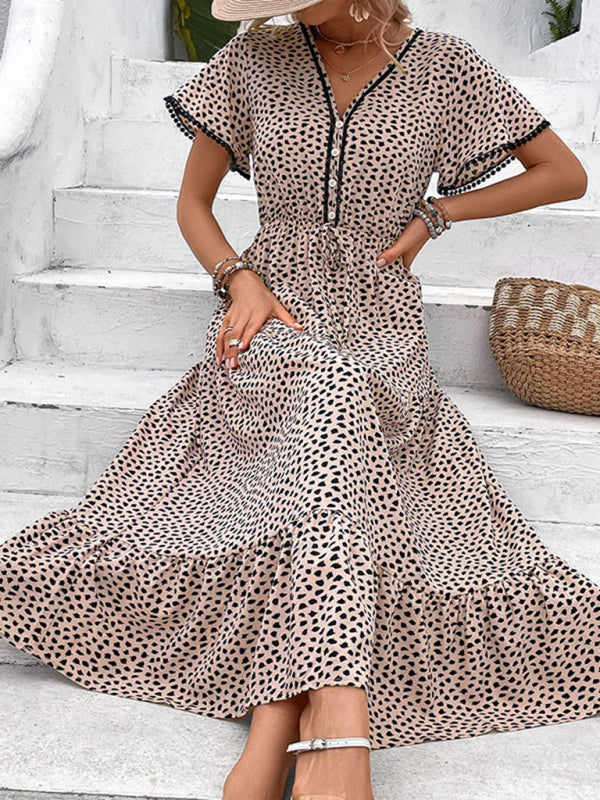 New fashion v-neck print skirt design sense dress - THE QUEEN RUNWAY
