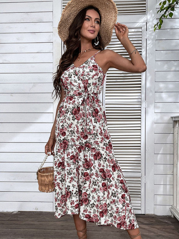 New Fashion Women's Mid-Length Floral Sling Dress - THE QUEEN RUNWAY