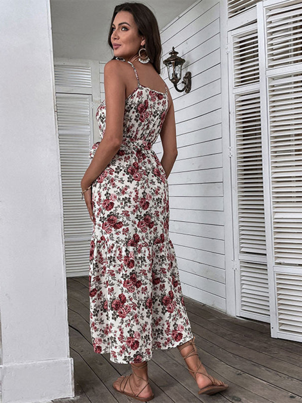 New Fashion Women's Mid-Length Floral Sling Dress - THE QUEEN RUNWAY