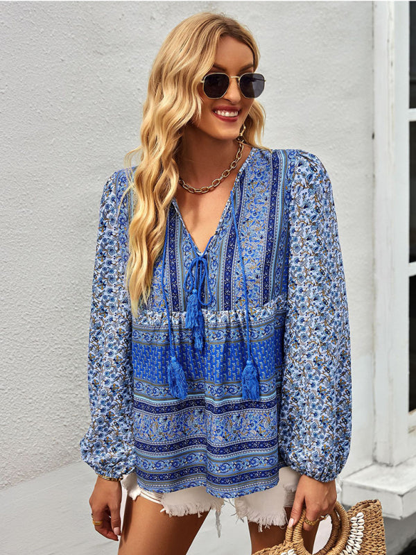 Bohemian temperament top shirt spring and autumn four seasons new shirt - THE QUEEN RUNWAY