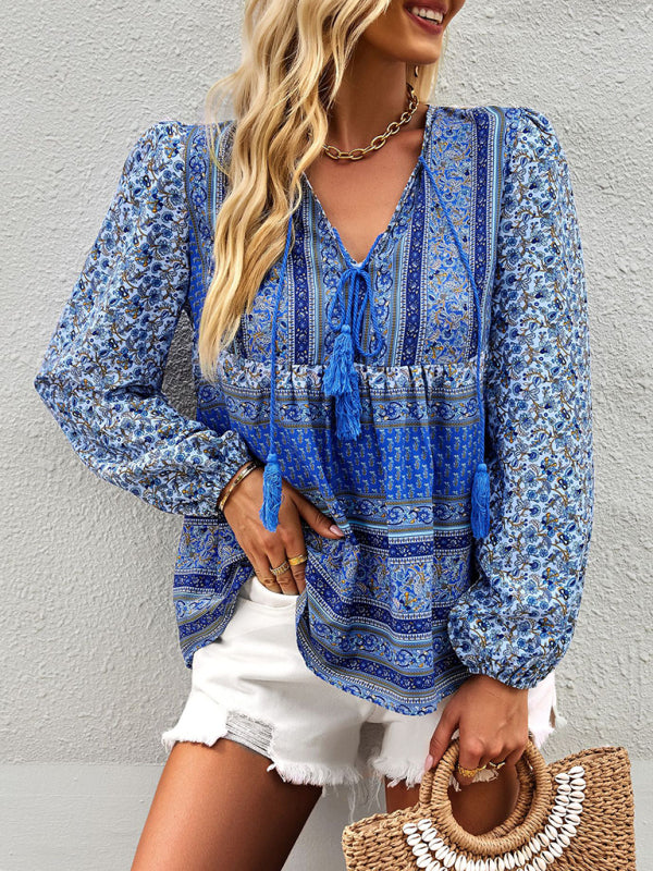 Bohemian temperament top shirt spring and autumn four seasons new shirt - THE QUEEN RUNWAY