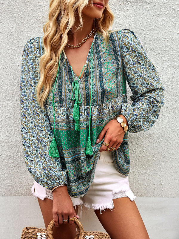 Bohemian temperament top shirt spring and autumn four seasons new shirt - THE QUEEN RUNWAY