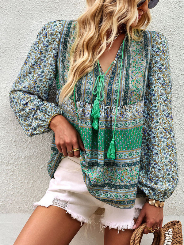 Bohemian temperament top shirt spring and autumn four seasons new shirt - THE QUEEN RUNWAY