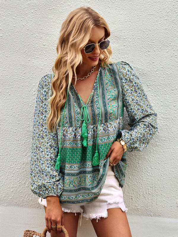 Bohemian temperament top shirt spring and autumn four seasons new shirt - THE QUEEN RUNWAY