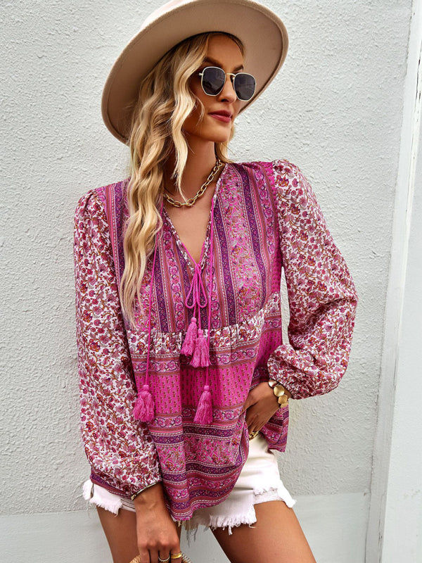 Bohemian temperament top shirt spring and autumn four seasons new shirt - THE QUEEN RUNWAY