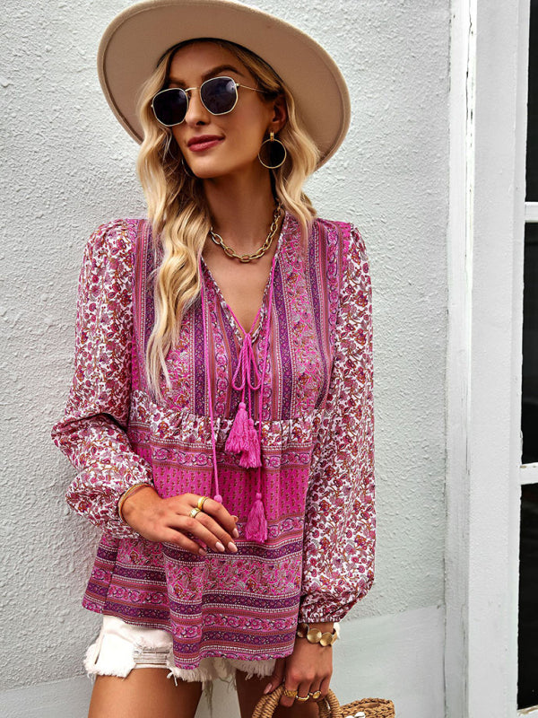 Bohemian temperament top shirt spring and autumn four seasons new shirt - THE QUEEN RUNWAY