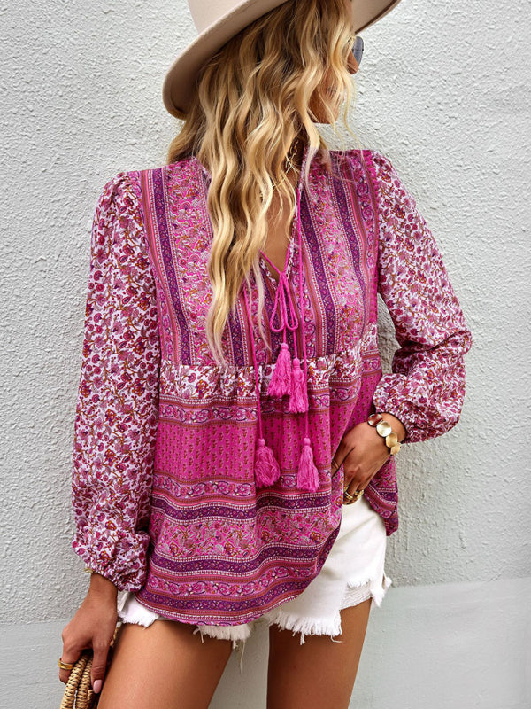 Bohemian temperament top shirt spring and autumn four seasons new shirt - THE QUEEN RUNWAY