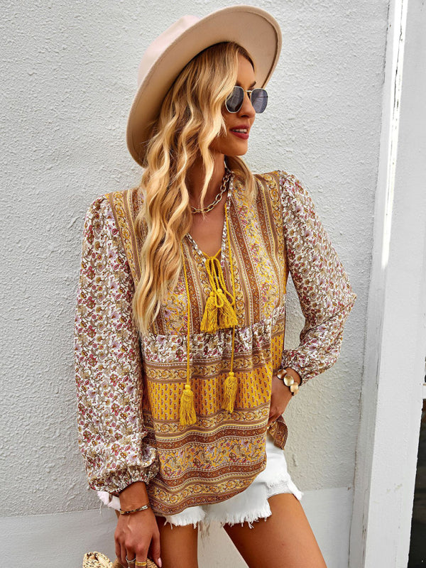 Bohemian temperament top shirt spring and autumn four seasons new shirt - THE QUEEN RUNWAY