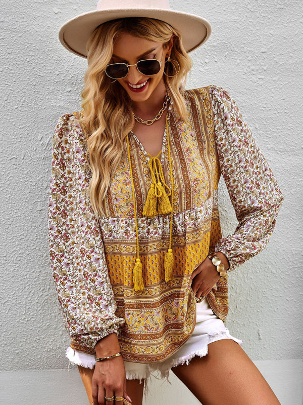 Bohemian temperament top shirt spring and autumn four seasons new shirt - THE QUEEN RUNWAY